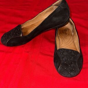 Clarks Black/Gold Quilted Women's Loafers Size 8.5